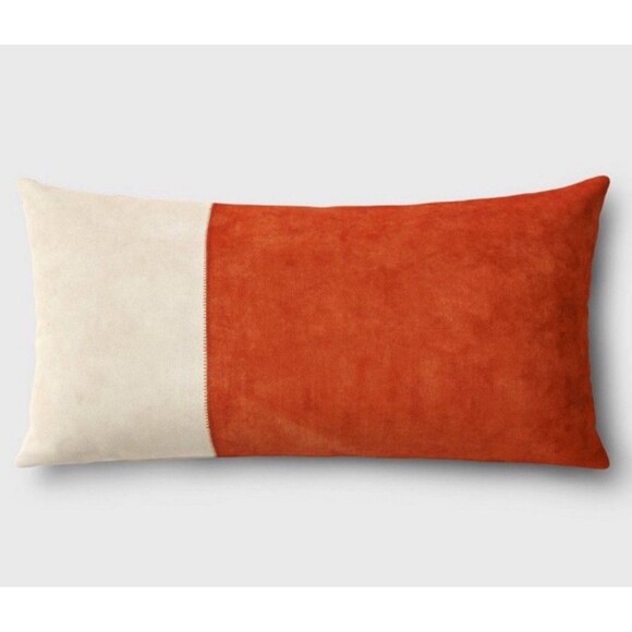Threshold Other - Threshold Oversized Colorblock Pieced Suede Lumbar Throw Pillow 12 X 24in